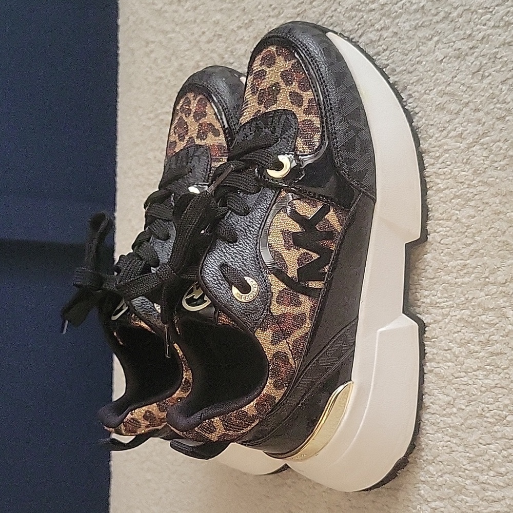 MICHAEL KORS Cosmo Sport Leopard/Black Sneakers Girls Size 1